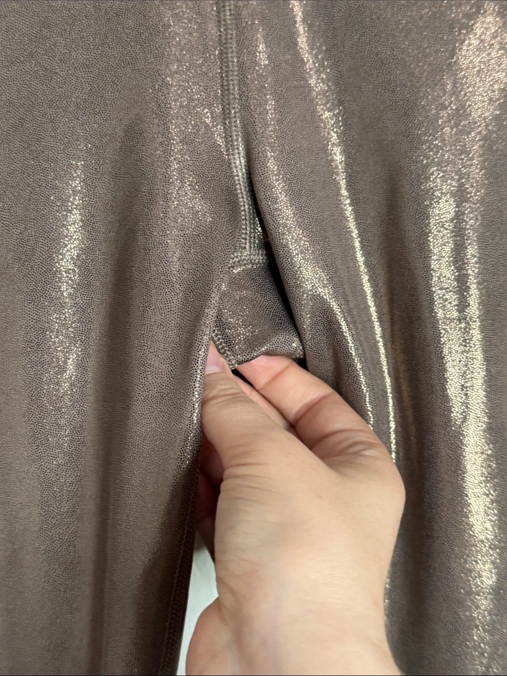 Athleta Elation Shine Bronze Metallic Copper High-Waist Tights Leggings size S
